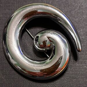 Vintage Monet Silver Swirl Brooch Pin, SIGNED